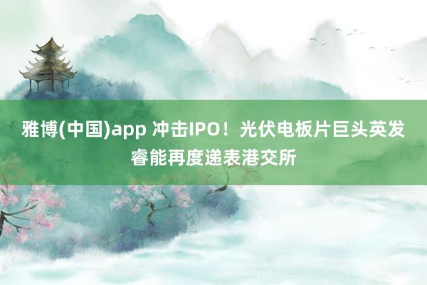 雅博(中国)app 冲击IPO！光伏电板片巨头英发睿能再度递表港交所