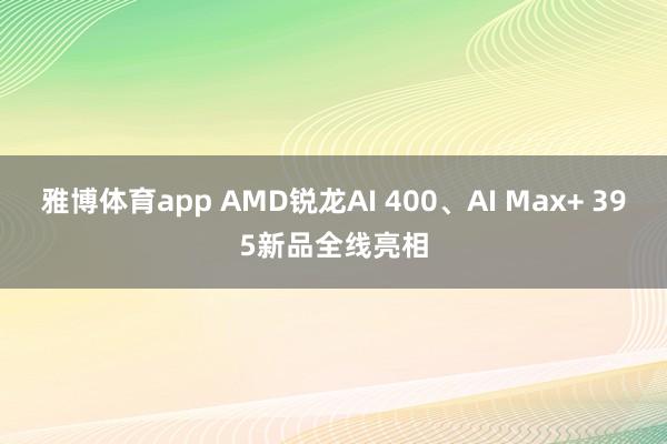 雅博体育app AMD锐龙AI 400、AI Max+ 395新品全线亮相