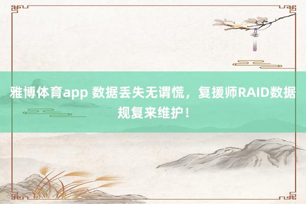 雅博体育app 数据丢失无谓慌，复援师RAID数据规复来维护！