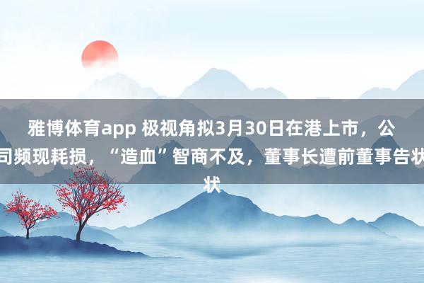 雅博体育app 极视角拟3月30日在港上市，公司频现耗损，“造血”智商不及，董事长遭前董事告状