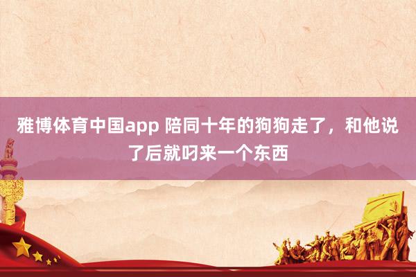 雅博体育中国app 陪同十年的狗狗走了，和他说了后就叼来一个东西