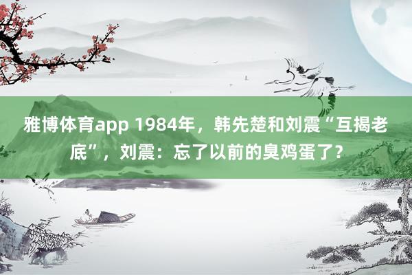 雅博体育app 1984年，韩先楚和刘震“互揭老底”，刘震：忘了以前的臭鸡蛋了？