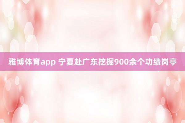 雅博体育app 宁夏赴广东挖掘900余个功绩岗亭