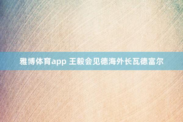 雅博体育app 王毅会见德海外长瓦德富尔