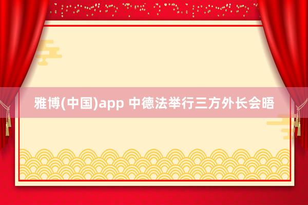 雅博(中国)app 中德法举行三方外长会晤