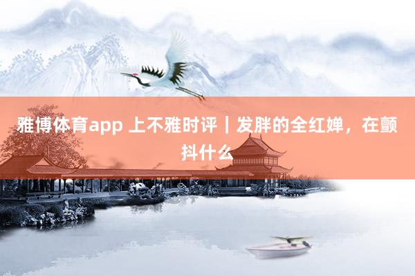 雅博体育app 上不雅时评｜发胖的全红婵，在颤抖什么