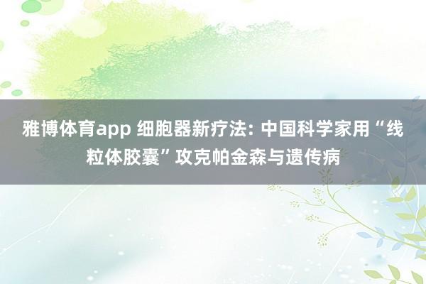 雅博体育app 细胞器新疗法: 中国科学家用“线粒体胶囊”攻克帕金森与遗传病