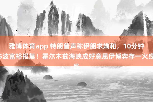 雅博体育app 特朗普声称伊朗求媾和，10分钟5波富裕报复！霍尔木兹海峡成好意思伊博弈存一火线