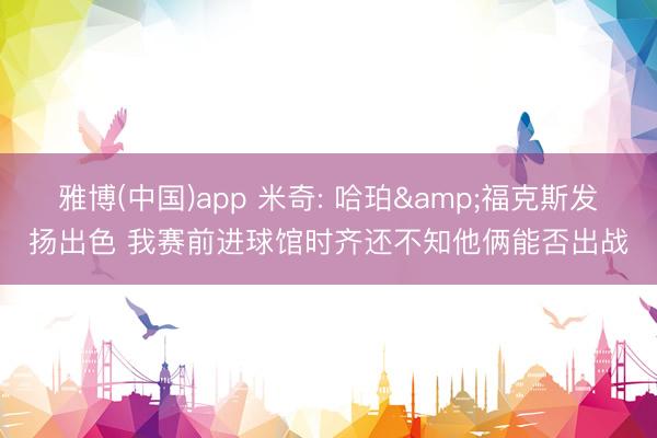 雅博(中国)app 米奇: 哈珀&福克斯发扬出色 我赛前进球馆时齐还不知他俩能否出战