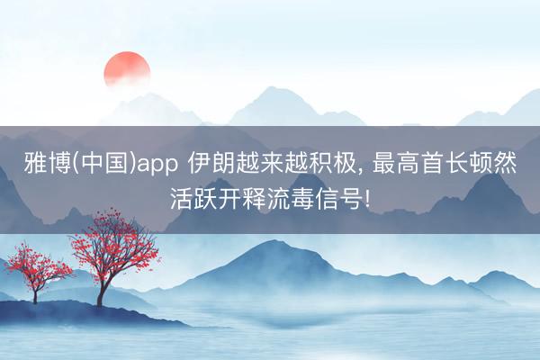 雅博(中国)app 伊朗越来越积极， 最高首长顿然活跃开释流毒信号!