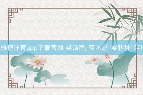雅博体育app下载官网 梁靖崑， 蓝本是“梁耕种”哇!