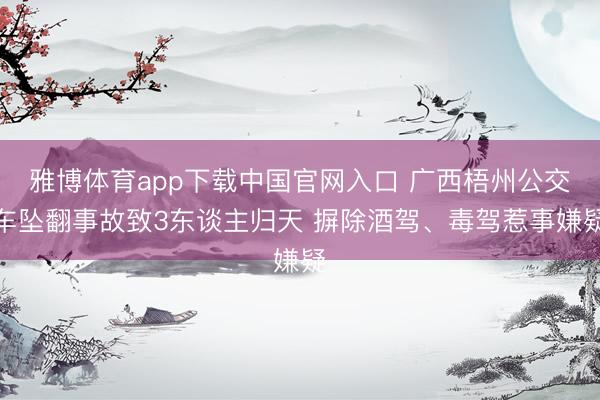 雅博体育app下载中国官网入口 广西梧州公交车坠翻事故致3东谈主归天 摒除酒驾、毒驾惹事嫌疑