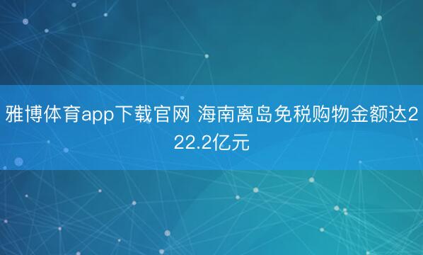 雅博体育app下载官网 海南离岛免税购物金额达222.2亿元