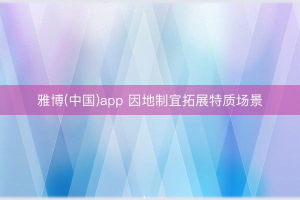 雅博(中国)app 因地制宜拓展特质场景