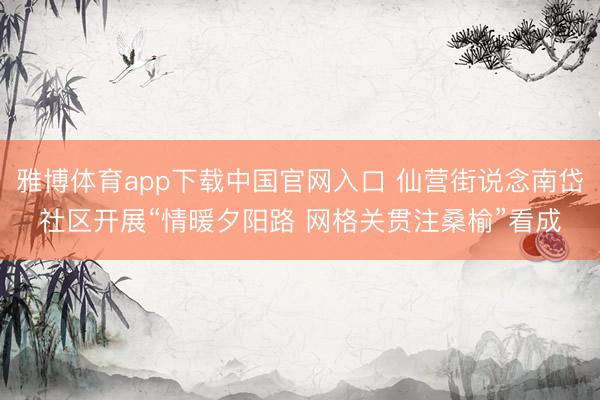 雅博体育app下载中国官网入口 仙营街说念南岱社区开展“情暖夕阳路 网格关贯注桑榆”看成