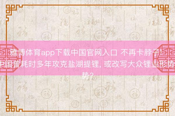 雅博体育app下载中国官网入口 不再卡脖子! 中国曾耗时多年攻克盐湖提锂， 或改写大众锂业形势?