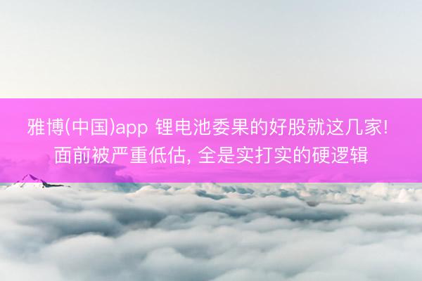 雅博(中国)app 锂电池委果的好股就这几家! 面前被严重低估， 全是实打实的硬逻辑