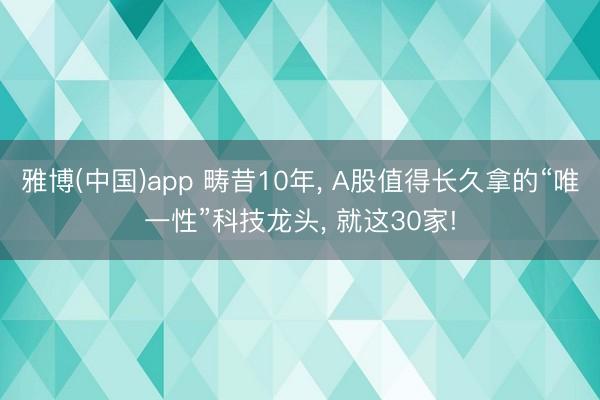 雅博(中国)app 畴昔10年， A股值得长久拿的“唯一性”科技龙头， 就这30家!