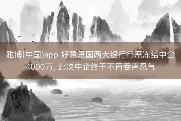 雅博(中国)app 好意思国两大银行行恶冻结中企4000万， 此次中企终于不再吞声忍气