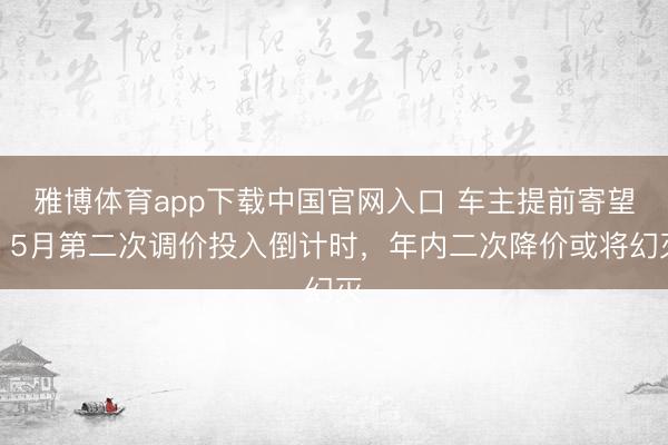 雅博体育app下载中国官网入口 车主提前寄望！5月第二次调价投入倒计时，年内二次降价或将幻灭