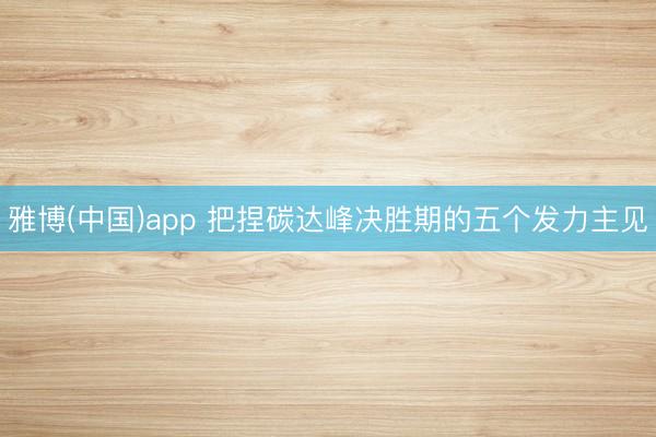 雅博(中国)app 把捏碳达峰决胜期的五个发力主见