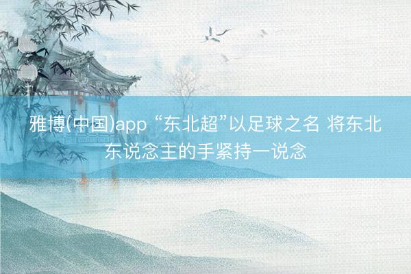 雅博(中国)app “东北超”以足球之名 将东北东说念主的手紧持一说念