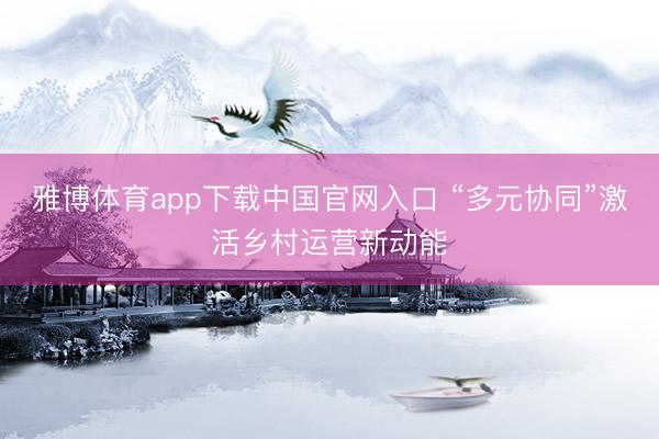 雅博体育app下载中国官网入口 “多元协同”激活乡村运营新动能