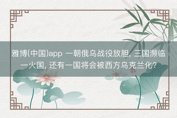 雅博(中国)app 一朝俄乌战役放胆， 三国濒临一火国， 还有一国将会被西方乌克兰化?