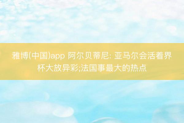 雅博(中国)app 阿尔贝蒂尼: 亚马尔会活着界杯大放异彩;法国事最大的热点