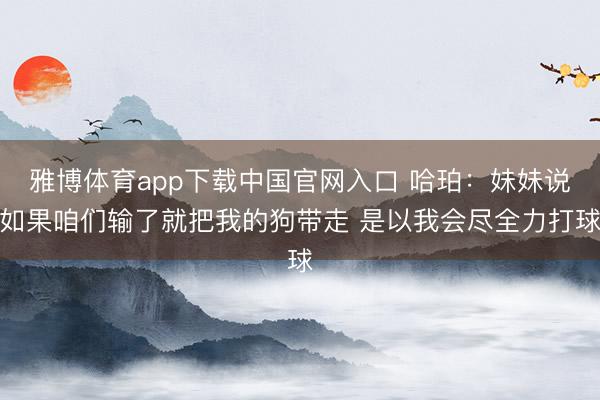 雅博体育app下载中国官网入口 哈珀：妹妹说如果咱们输了就把我的狗带走 是以我会尽全力打球