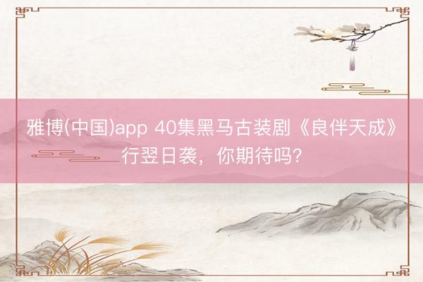 雅博(中国)app 40集黑马古装剧《良伴天成》行翌日袭，你期待吗？