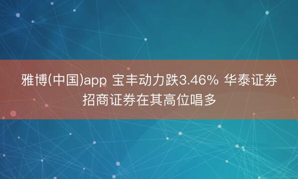 雅博(中国)app 宝丰动力跌3.46% 华泰证券招商证券在其高位唱多