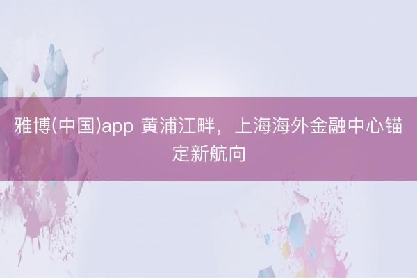雅博(中国)app 黄浦江畔，上海海外金融中心锚定新航向